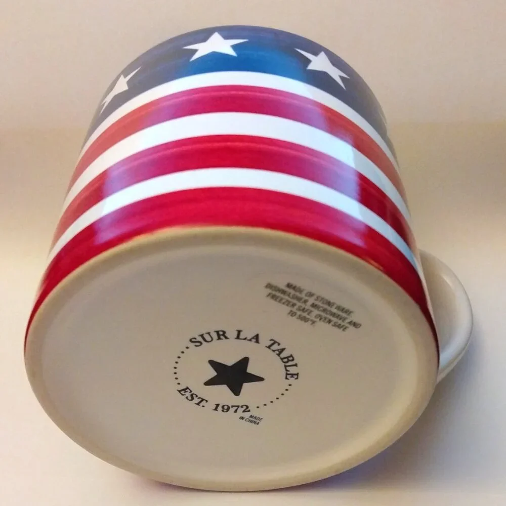 Sur La Table Patriotic Stars and Stripes American Flag Coffee Tea Mug 13oz